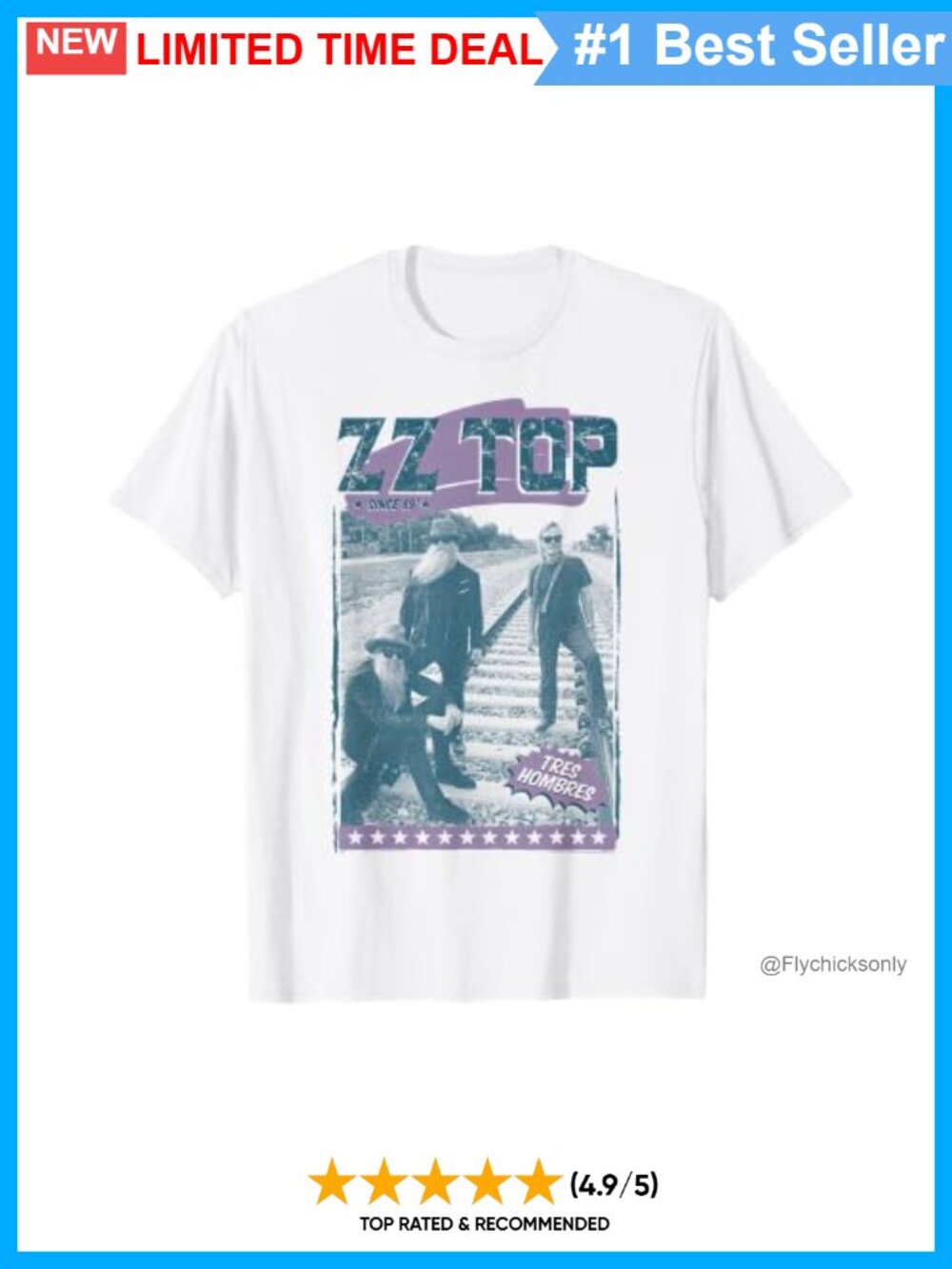 ZZ Top Tracks Band Album Graphic T-Shirt Lightweight Classic Fit